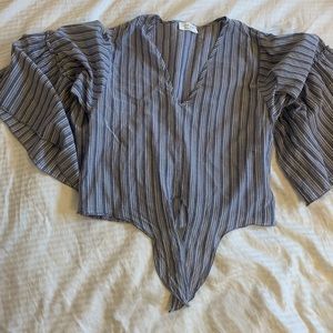 Striped tie front top